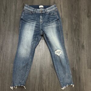 Lane Bryant Blue Distressed Ankle Jeans